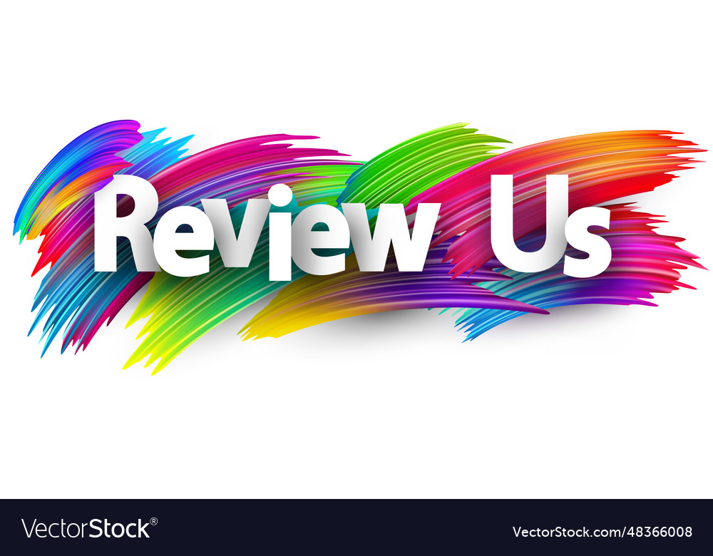 Review us paper word sign with colorful spectrum Vector Image