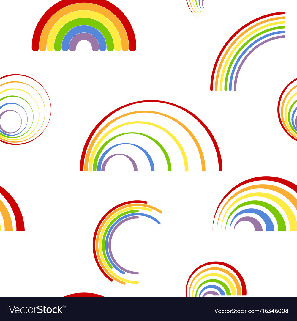 Seamless pattern with different rainbows