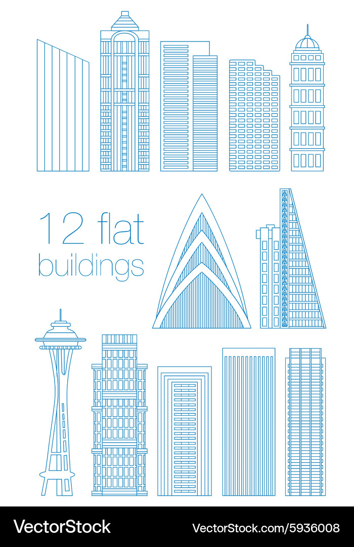 Set flat building city Royalty Free Vector Image