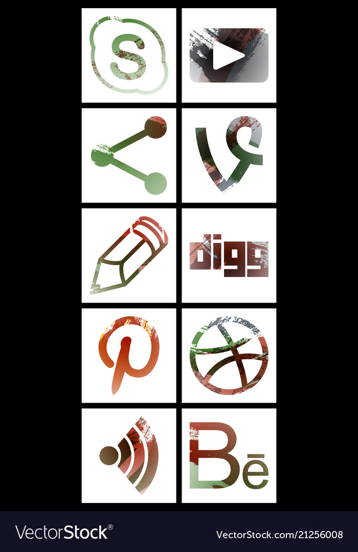 Set of social networking icons web design flat Vector Image Set of social networking icons web design flat