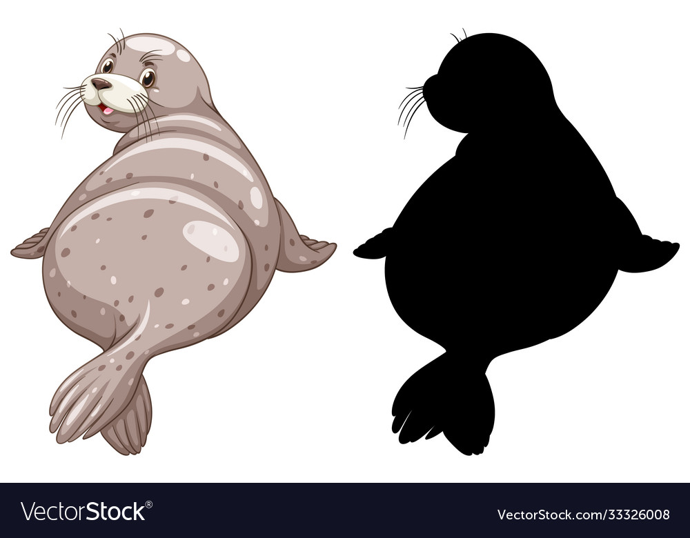 Set seal characters and its silhouette on Vector Image