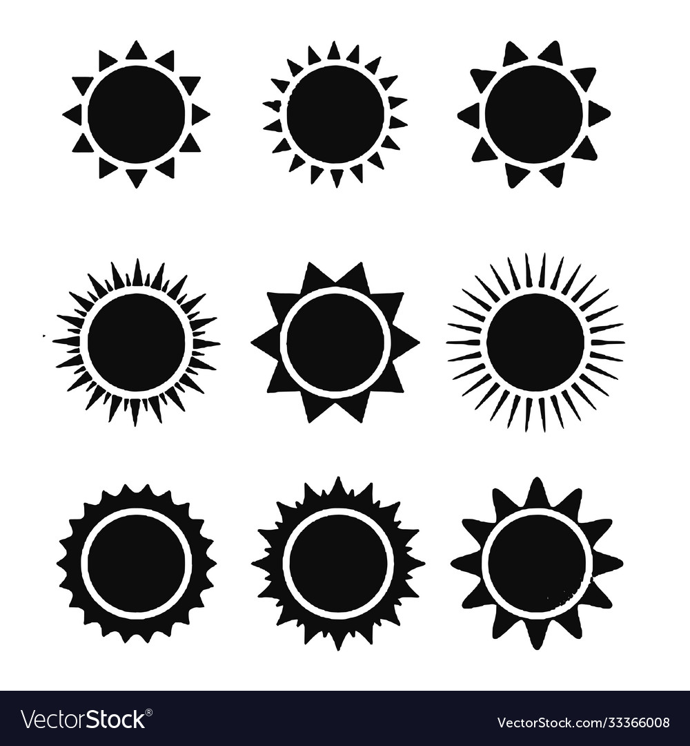 Sun shapes set isolated on white background vector image Sun shapes set isolated on white background
