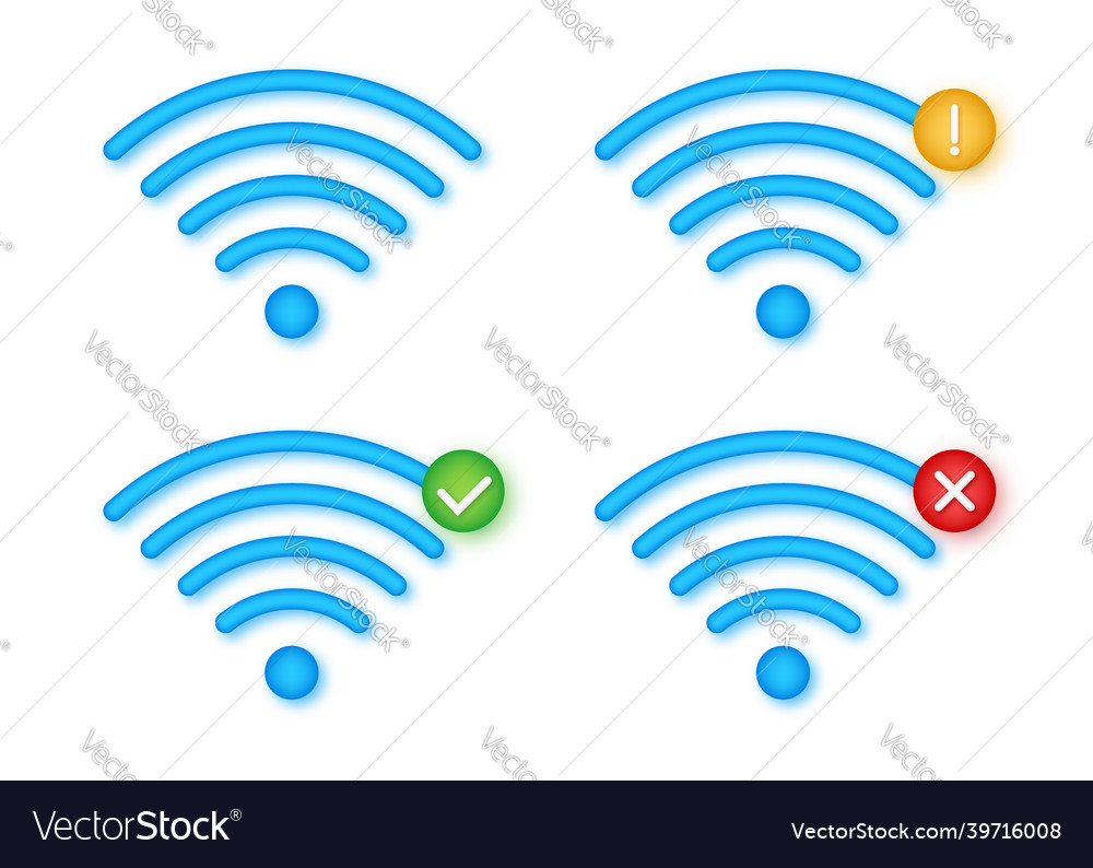 Wireless icon set no wifi different levels of wi