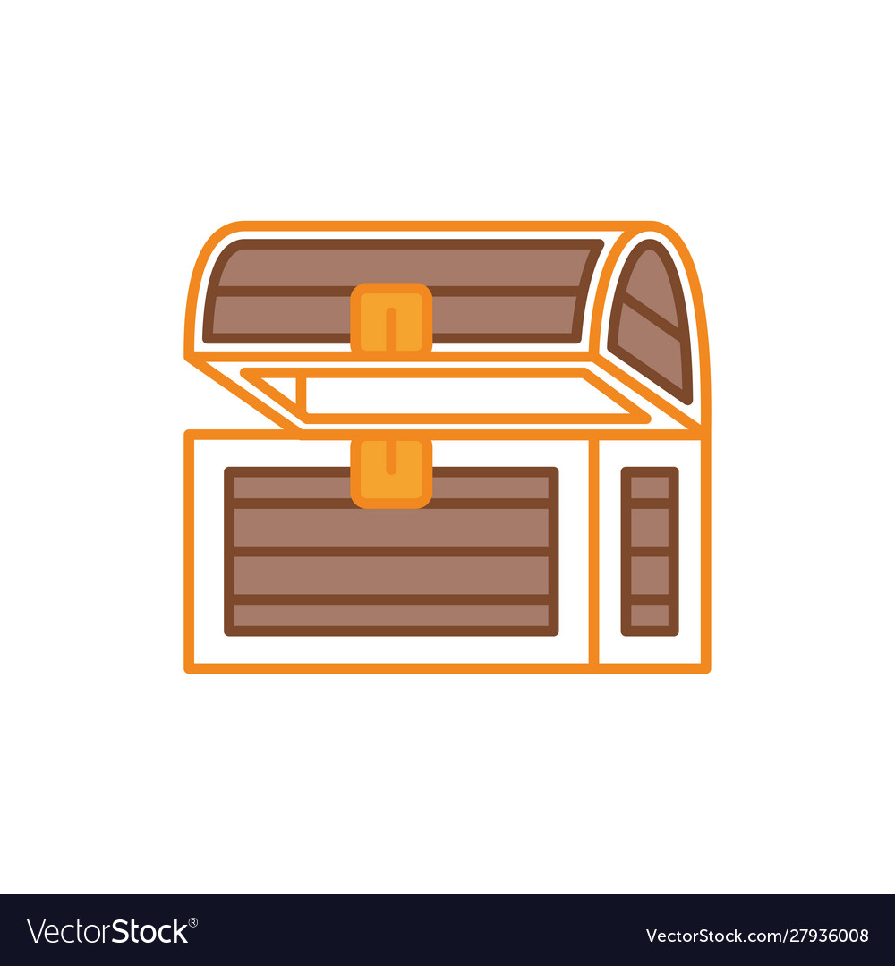 Wooden chest fantasy line fill style