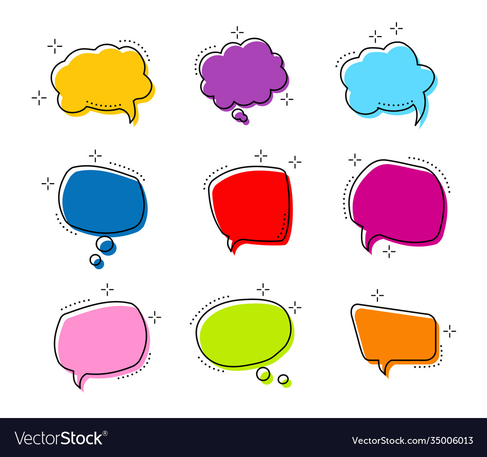 Big set shape bright color speech bubble chat Vector Image