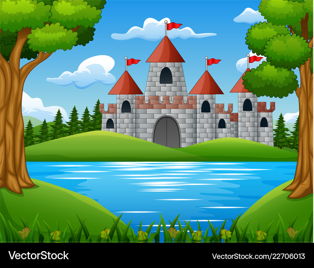 Castle Landscape Scene Royalty Free Vector Image