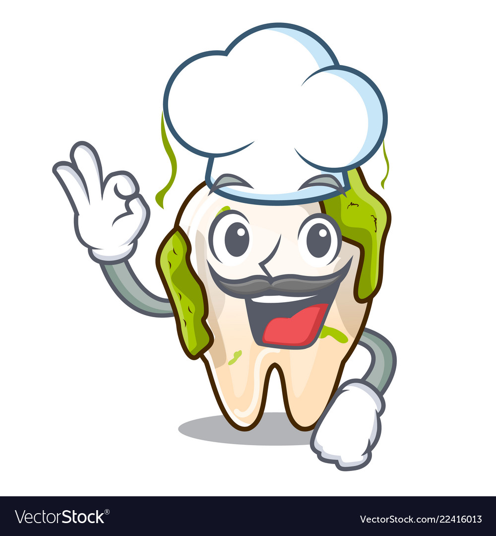 Chef Cartoon Unhealthy Decayed Teeth In Mouth Vector Image