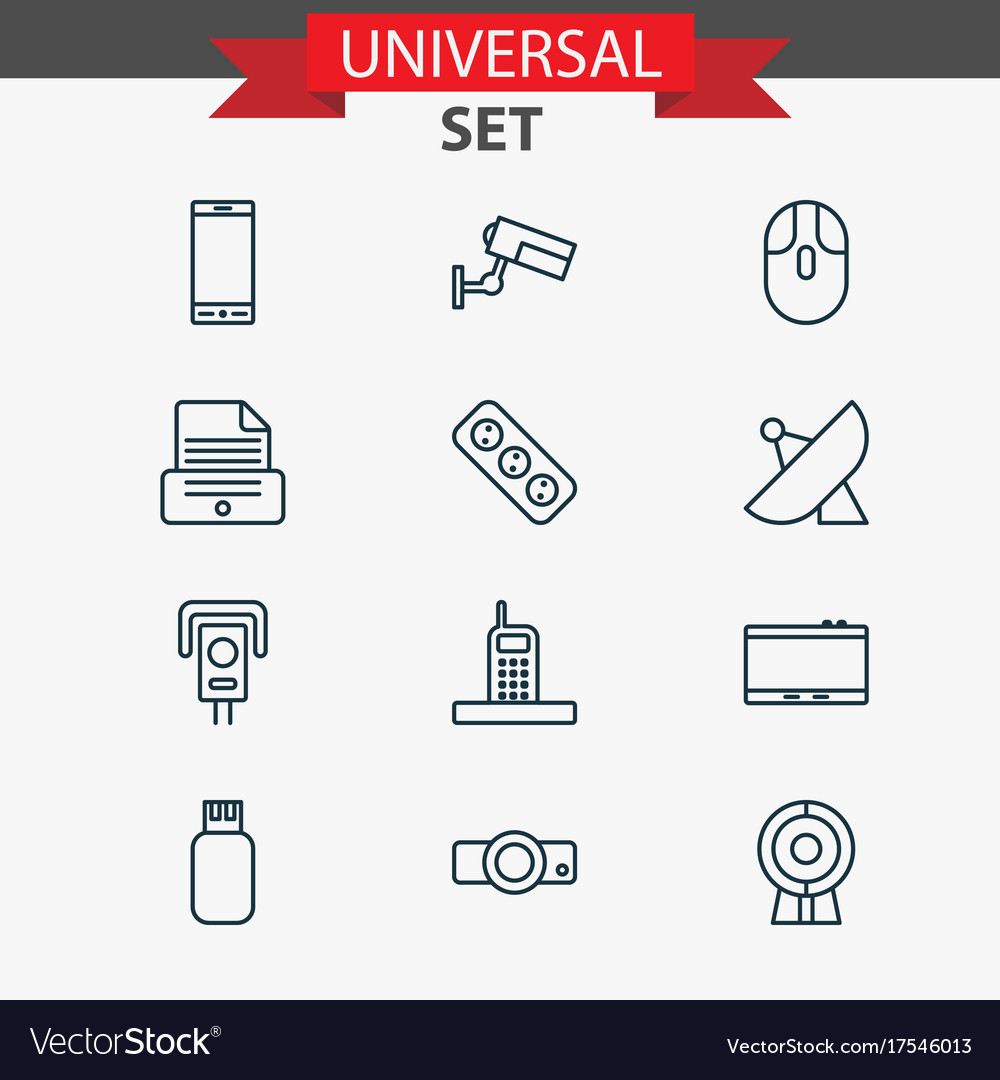 Gadget icons set collection of usb control