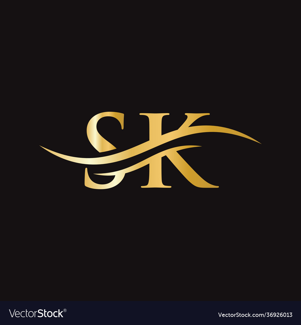 Initial linked letter sk logo design Royalty Free Vector