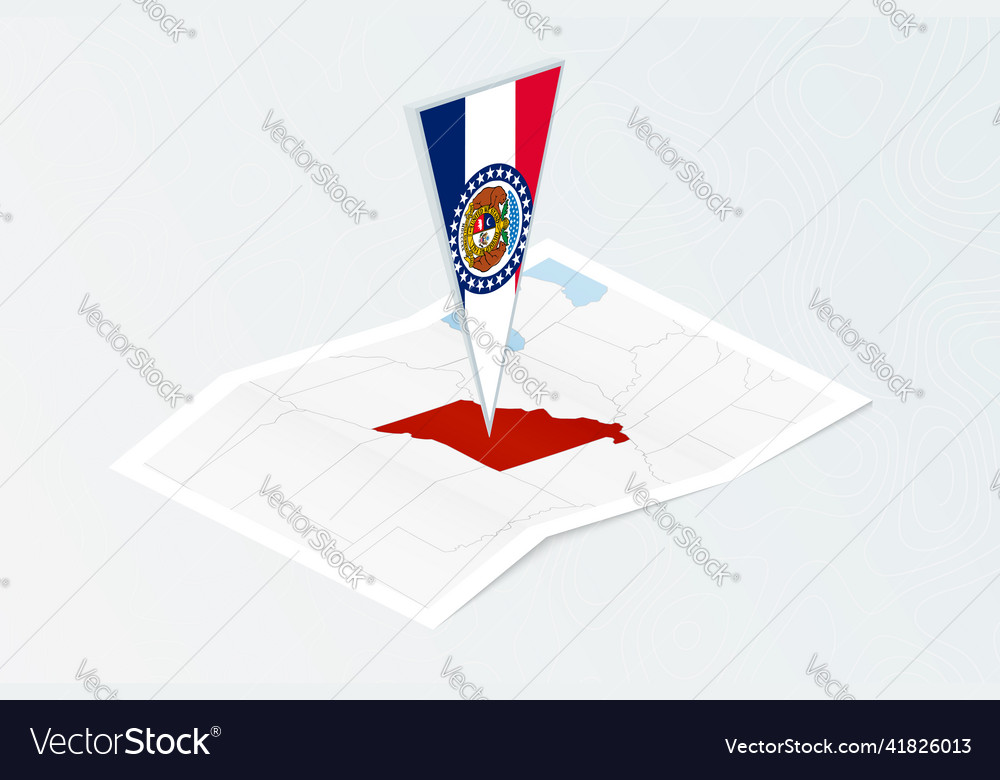 Isometric paper map of missouri with triangular