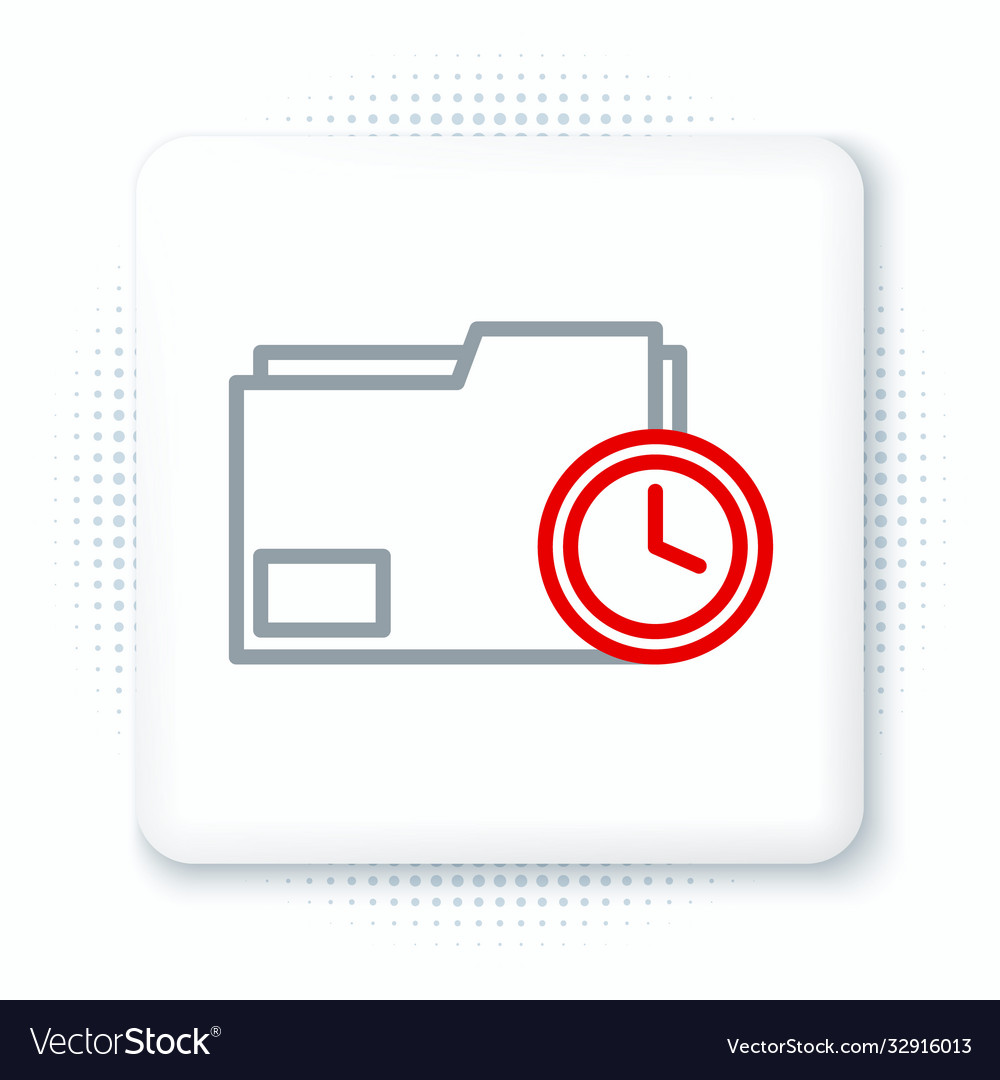 Line document folder with clock icon isolated vector image Line document folder with clock icon isolated