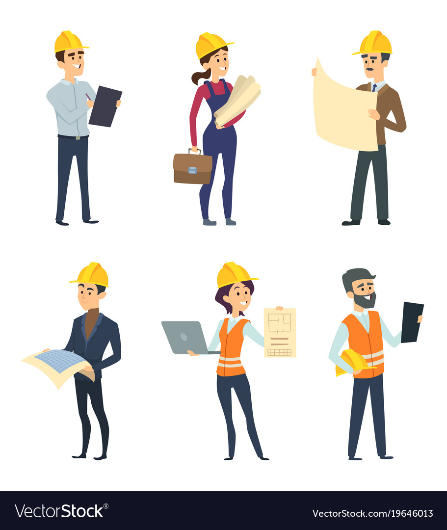 Male and female workers engineers and other Vector Image