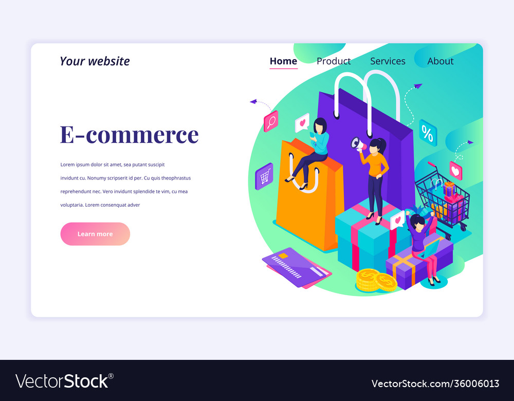 Modern flat isometric design concept online Vector Image