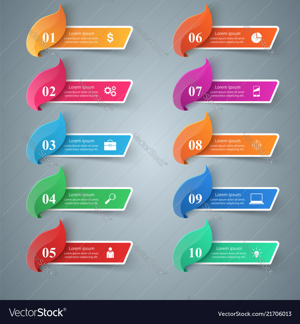 Paper business infographic leaf icon ten items