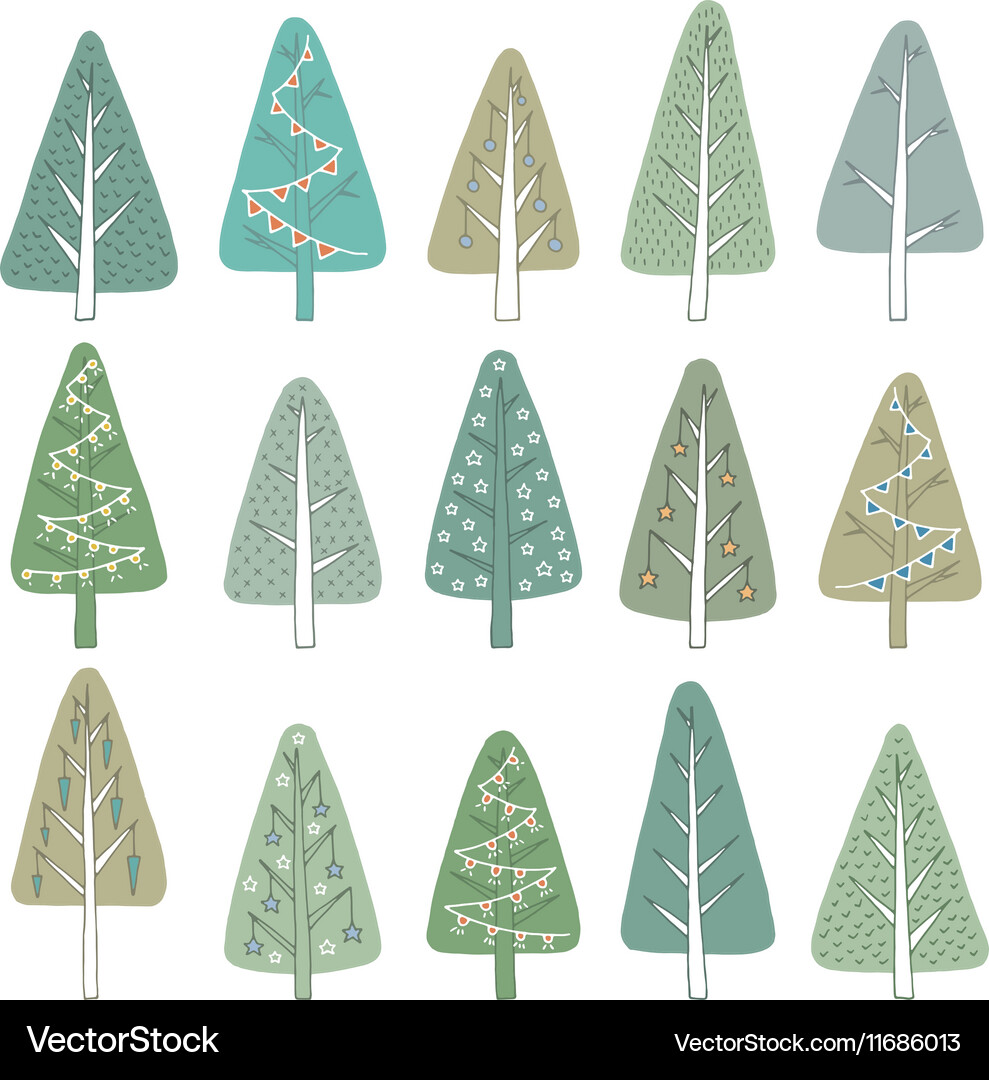 Set christmas tree Royalty Free Vector Image - VectorStock