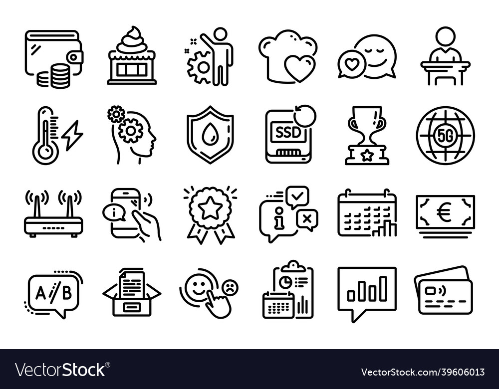 Set of thoughts calendar graph and ice vector image Set of thoughts calendar graph and ice