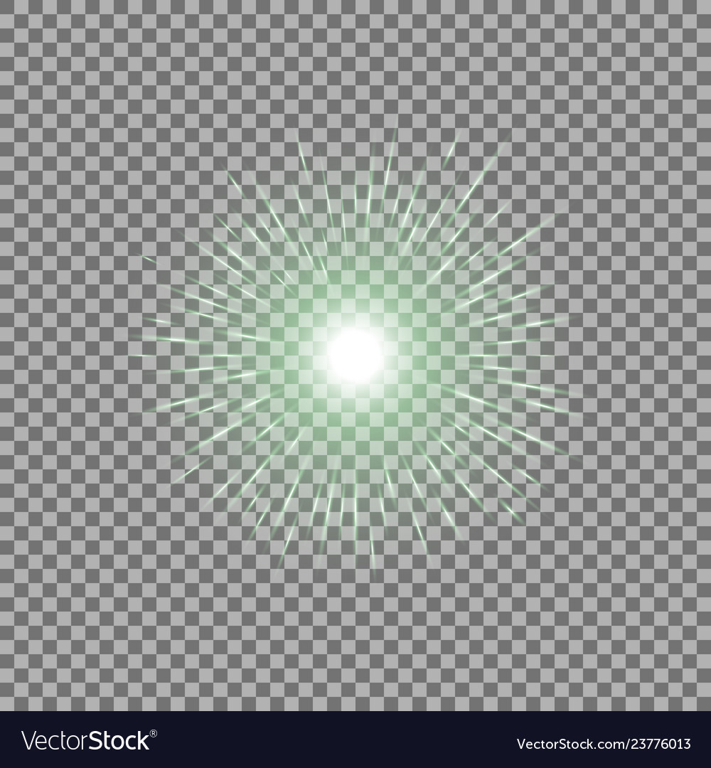 Shining star on transparent background green color