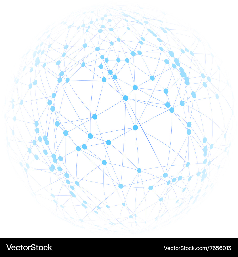 Sphere with connected lines and dots wireframe Vector Image
