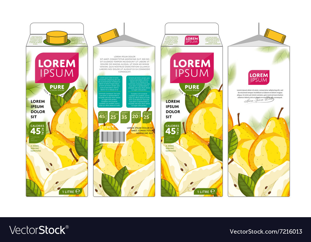 Template packaging design pear juice