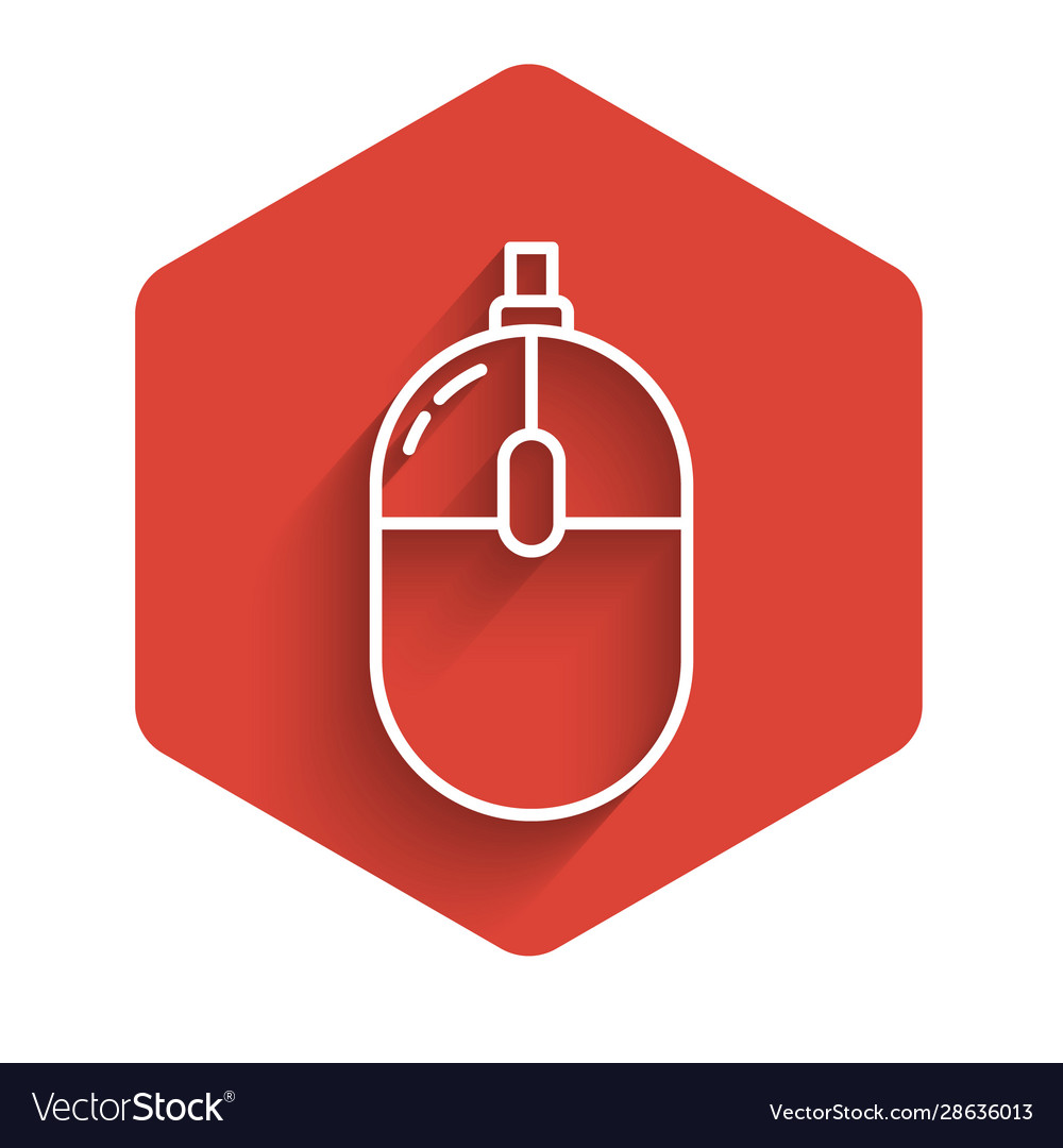 White line computer mouse icon isolated with long