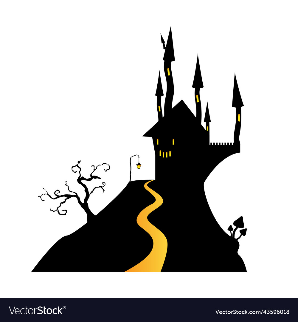 A haunted castle on hill halloween decorations Vector Image