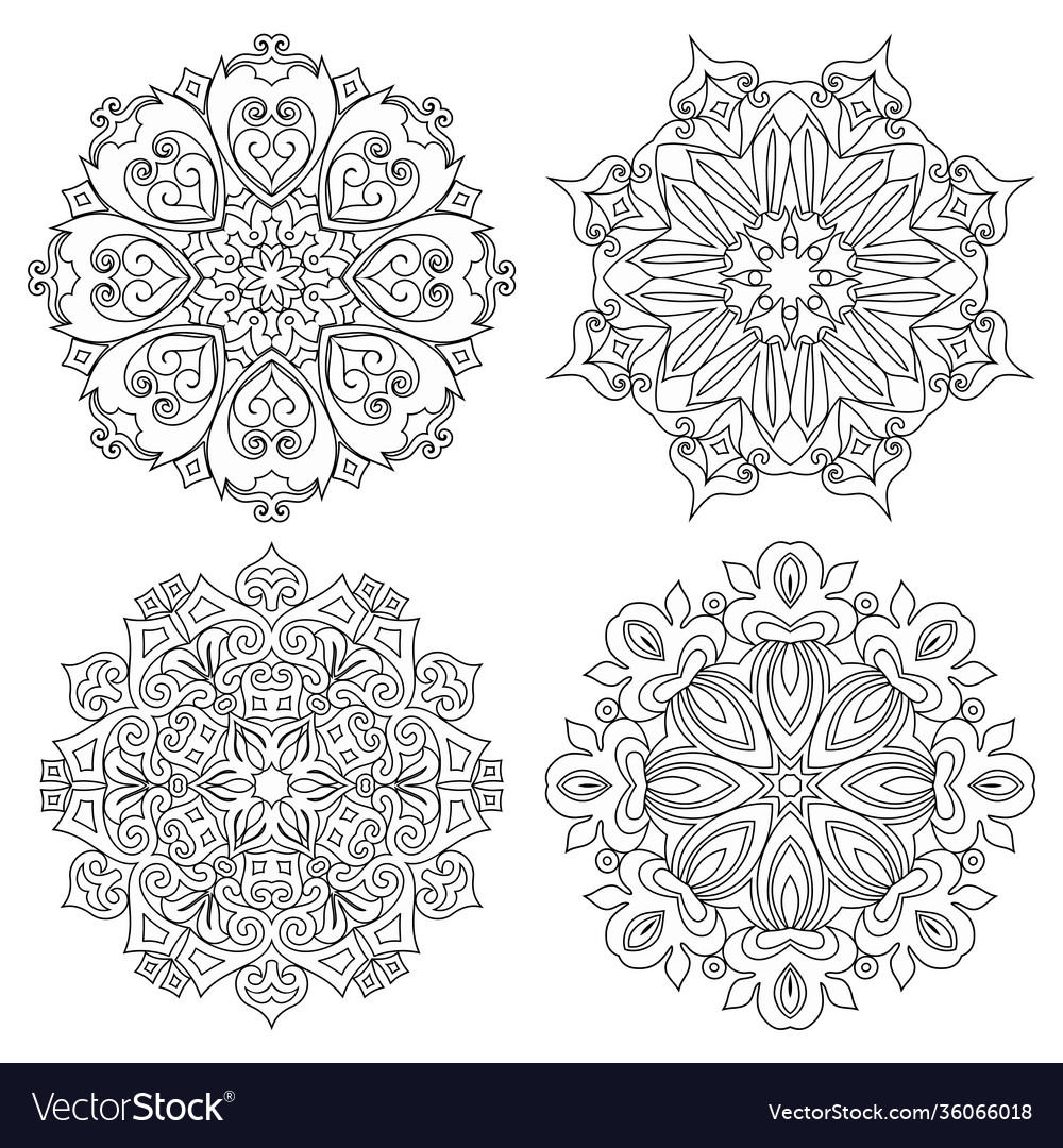 Abstract floral ethnic ornamental mandalas