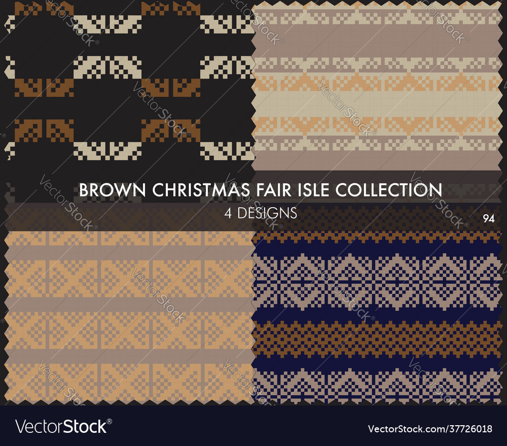 Brown christmas fair isle seamless pattern Vector Image