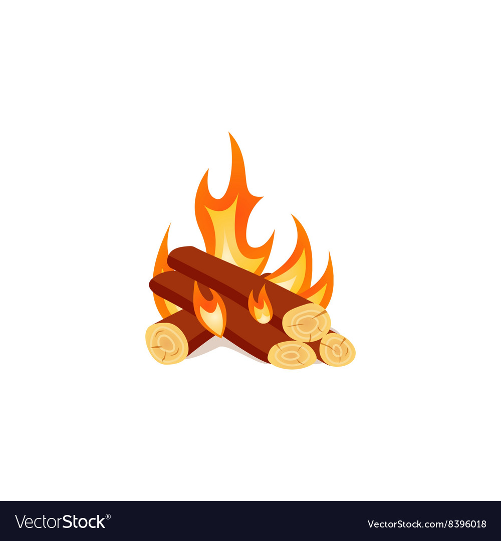 Campfire isolated on white background bright