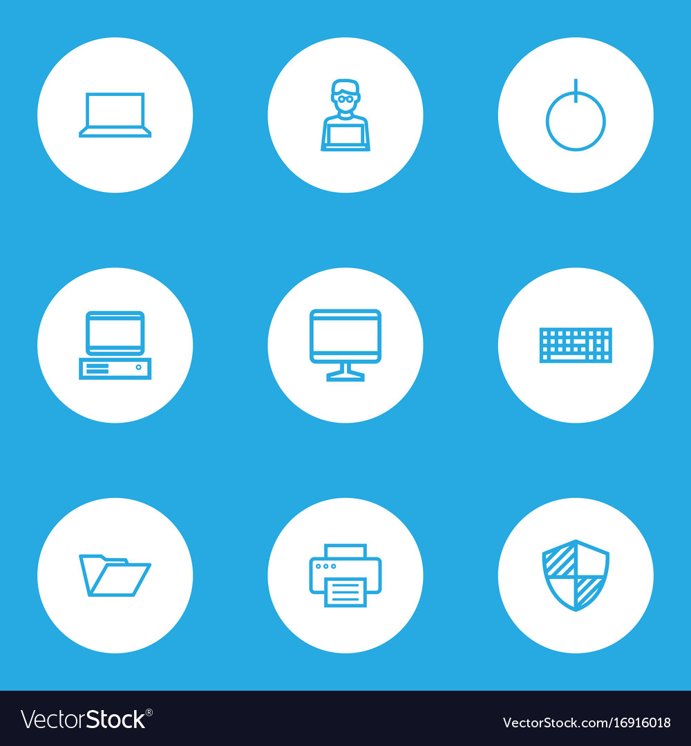 Hardware outline icons set collection of notebook