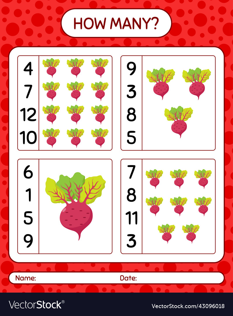 How many counting game with beet root worksheet
