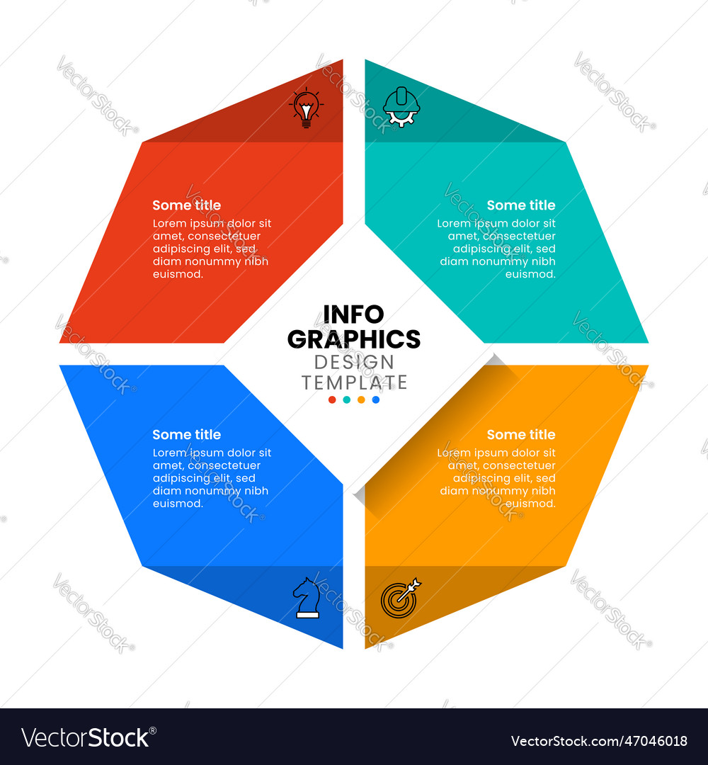Infographic template octagon with 4 steps and text vector image Infographic template octagon with 4 steps and text