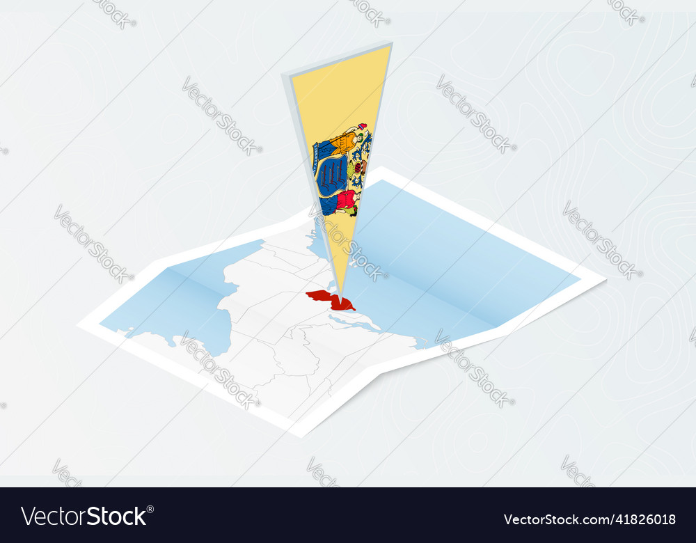 Isometric paper map of new jersey with triangular