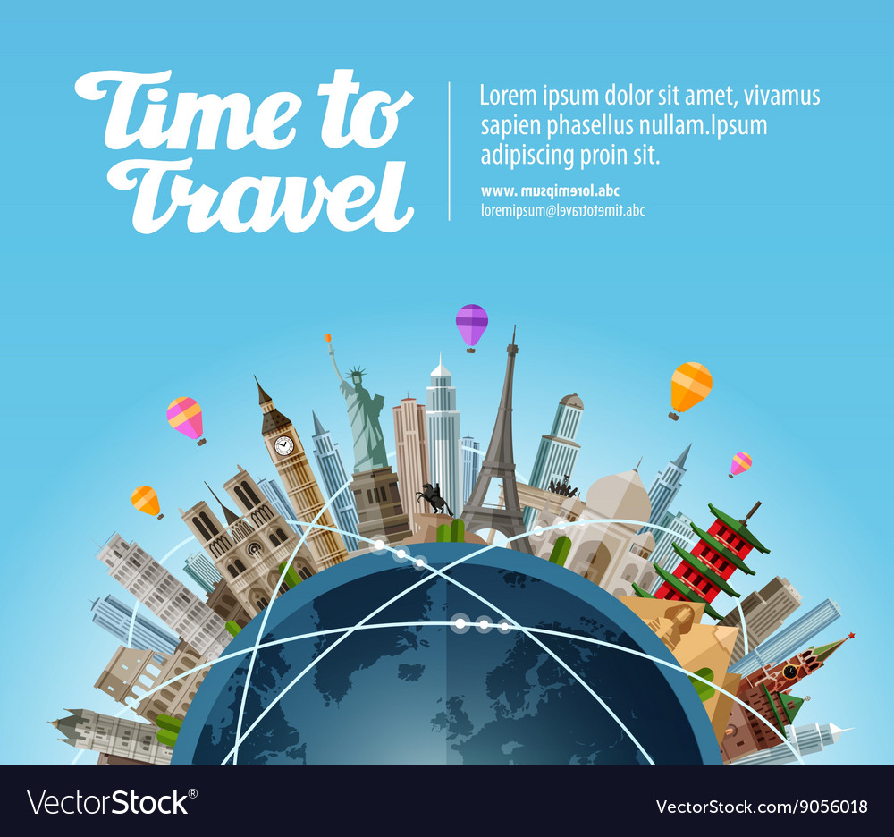 Landmarks on globe travel to world tourism Vector Image