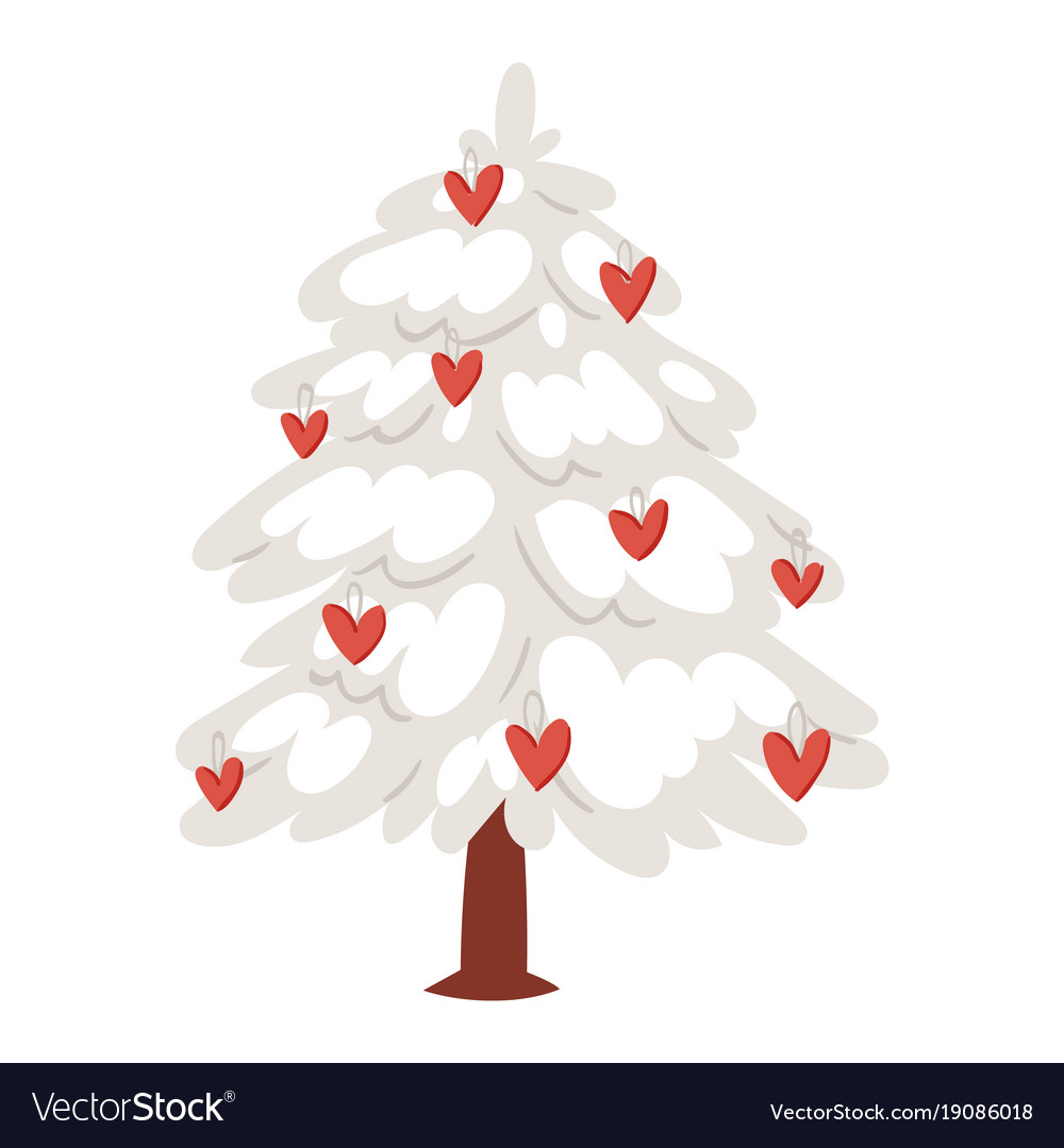 Love tree christmas new year heart icons Vector Image