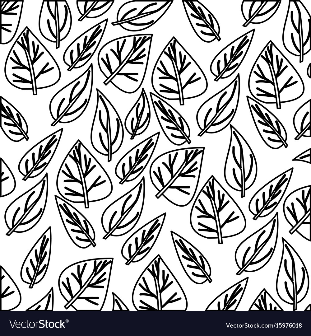 Monochrome pattern of ovoid leaves Royalty Free Vector Image