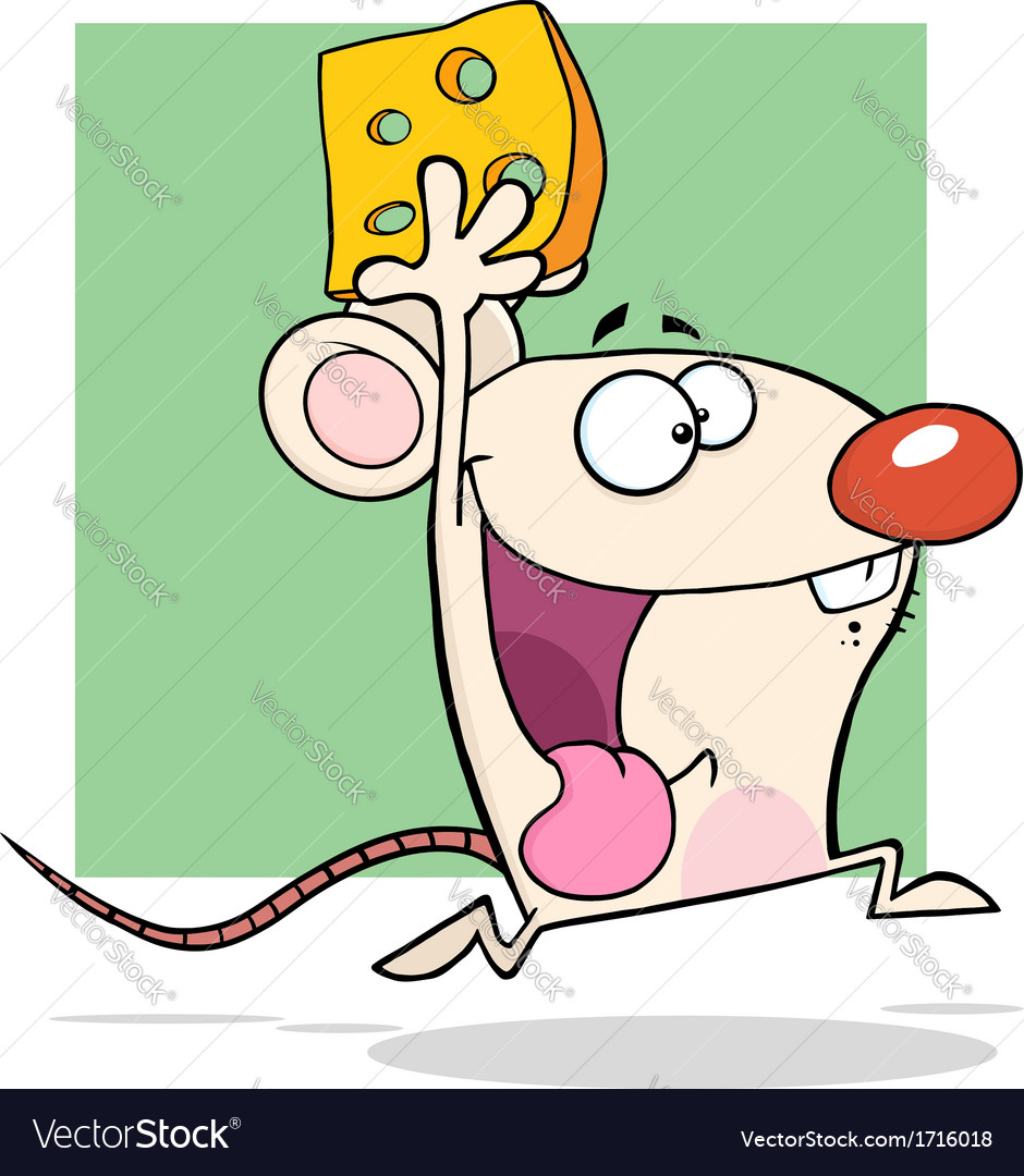 Mouse running with cheese