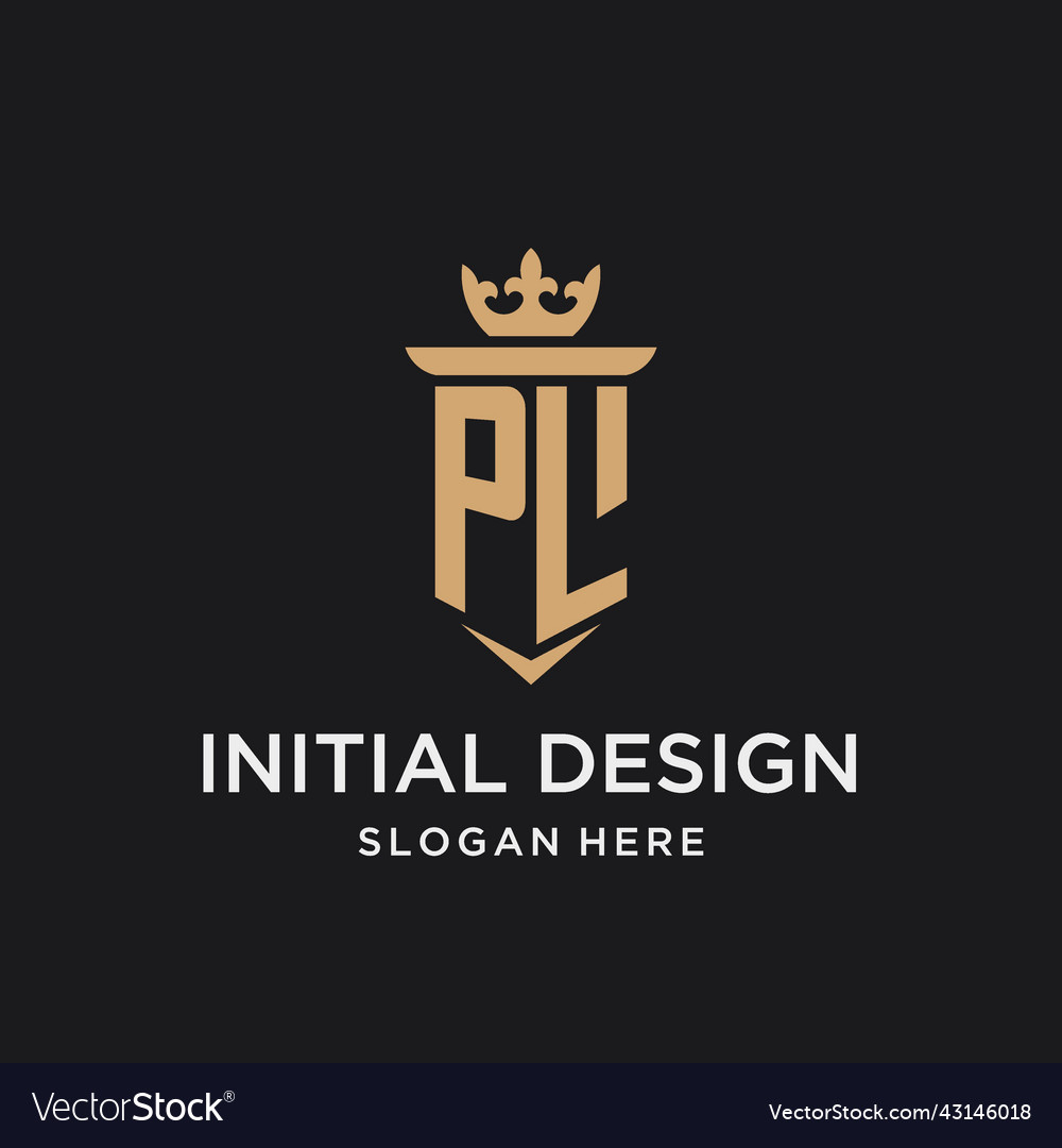 Pl monogram with medieval style luxury