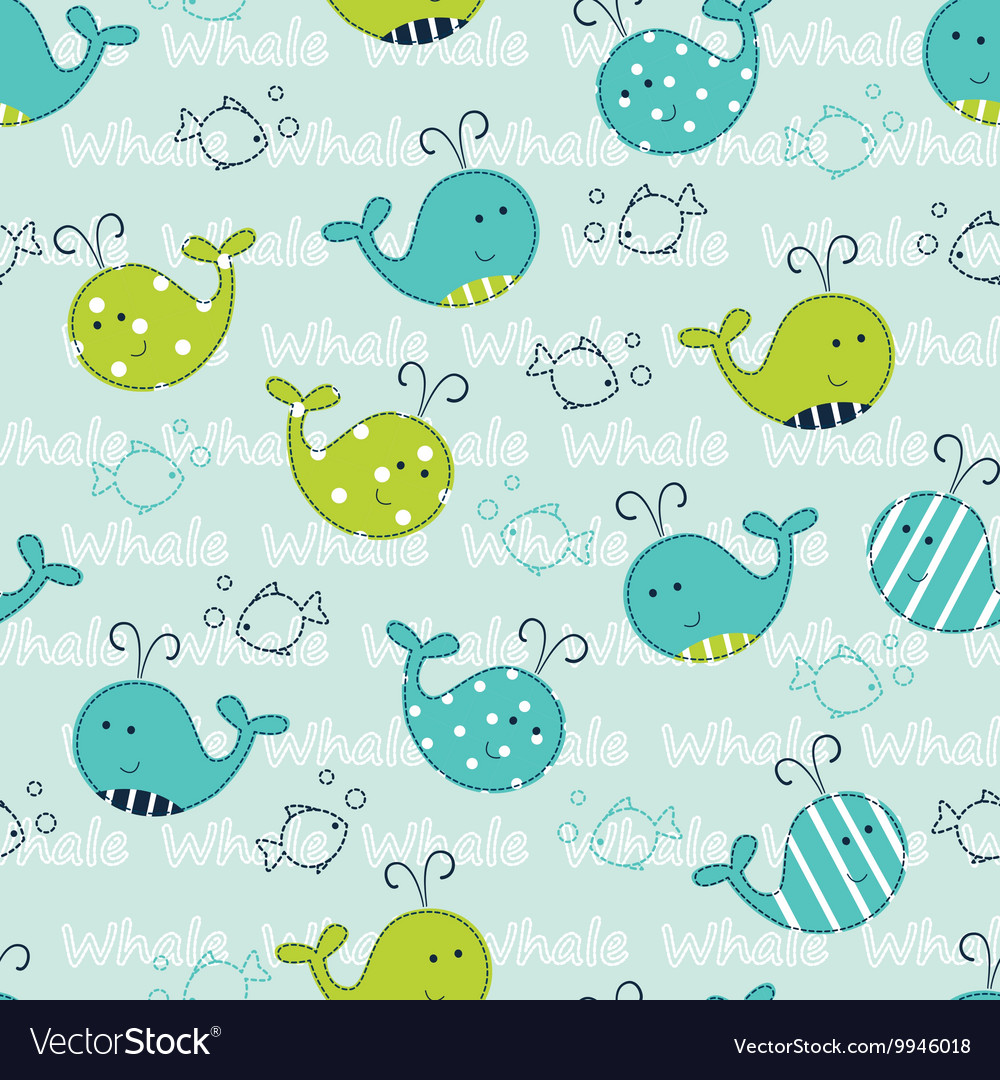 Seamless pattern with whales