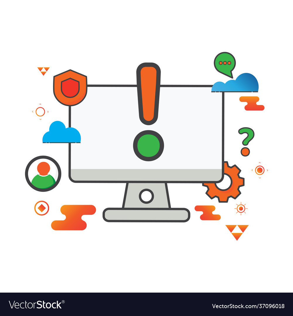 Warning computer flat icon can use vector image Warning computer flat icon can use