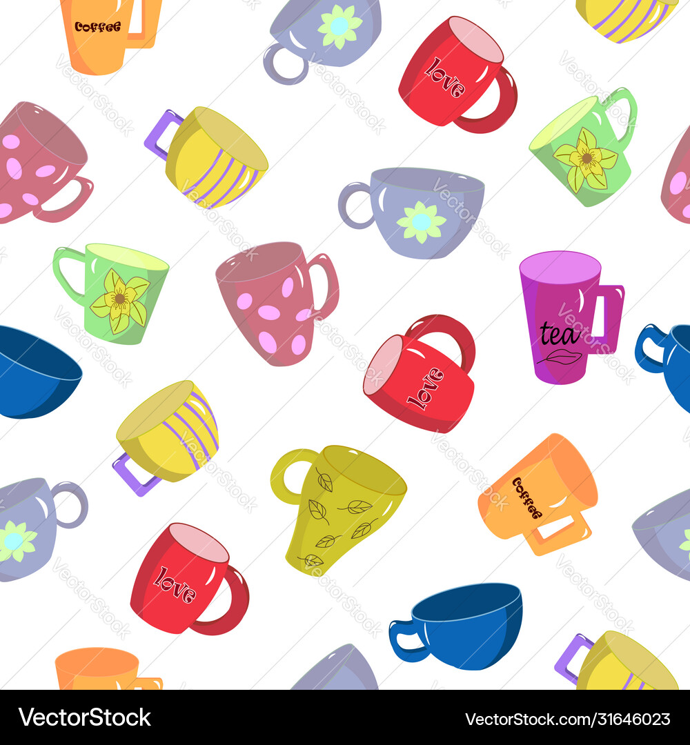 A set different cups set coffee Royalty Free Vector Image