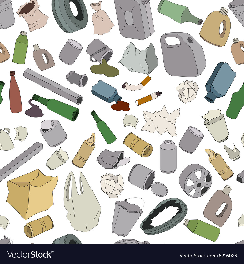 Different kinds of garbage seamless pattern