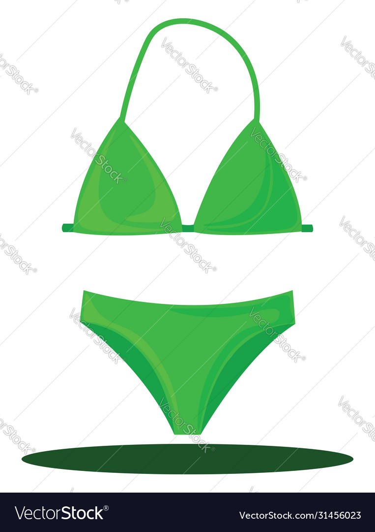 Green swimsuit on white background