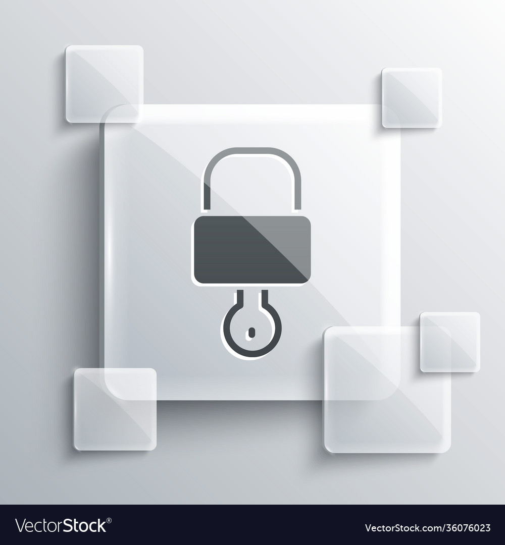 Grey lock and key icon isolated on background