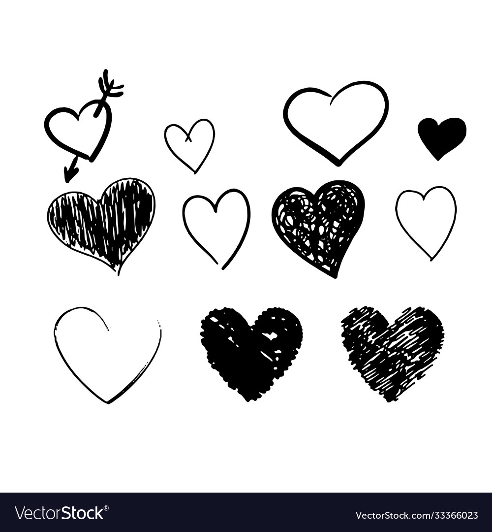 Hearts set different style and shape Vector Image Hearts set different style and shape