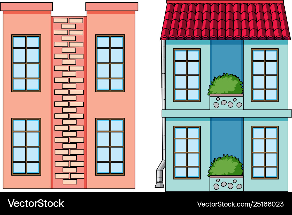 Set flat building Royalty Free Vector Image - VectorStock