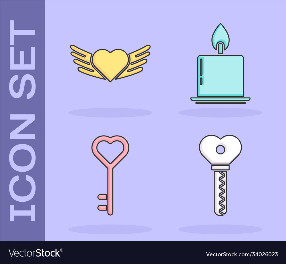 Set key in heart shape with wings