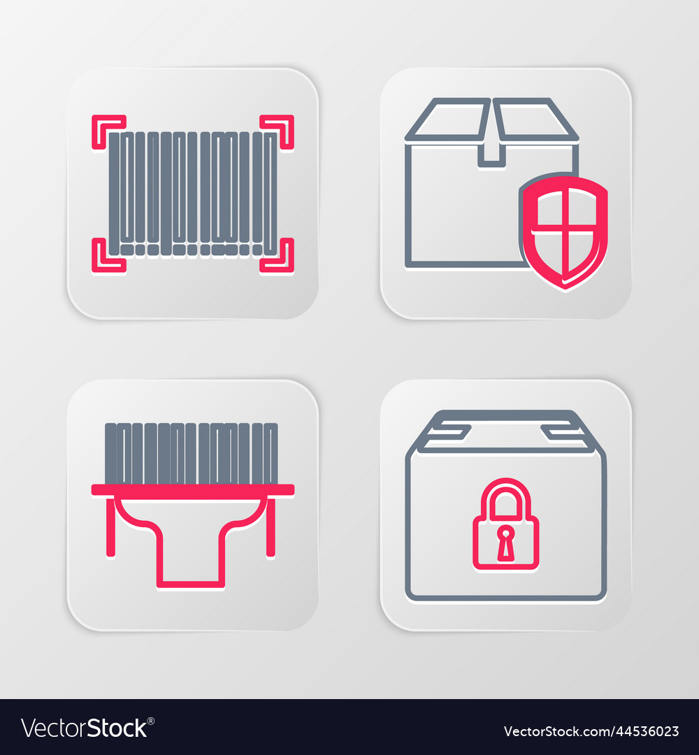 Set line locked package scanner scanning bar code vector image Set line locked package scanner scanning bar code