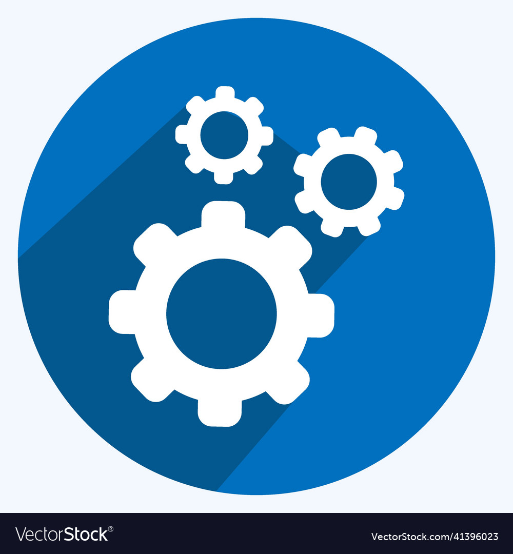 Setting icon in trendy long shadow style isolated