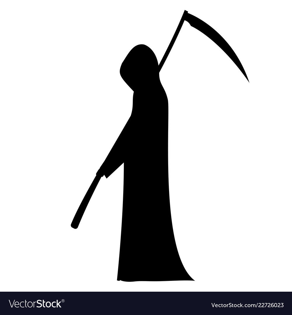 Silhouette of a man with hood and scythe Vector Image