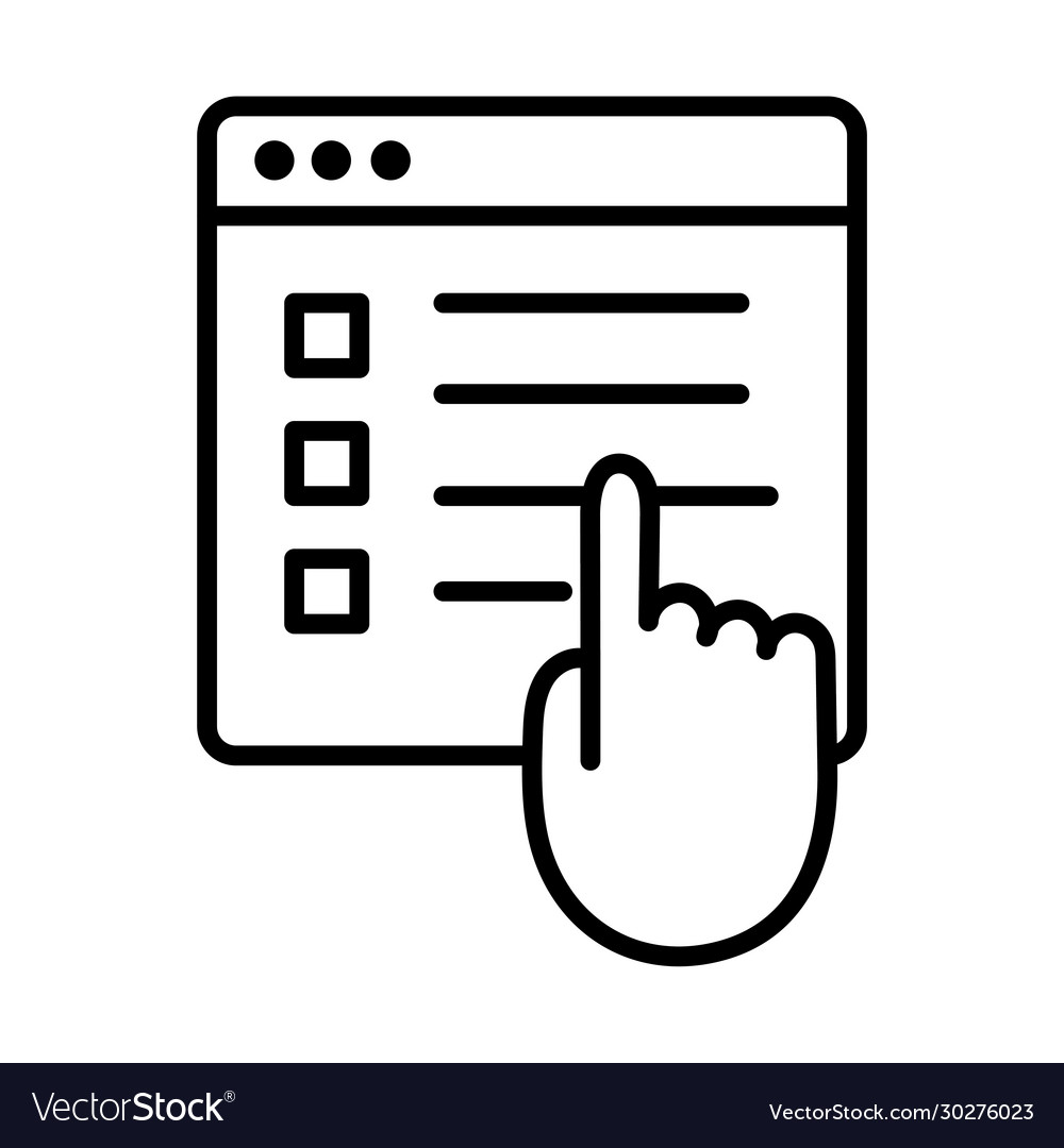 Template-Webseite mit Hand-Index-Linie Stil-Symbol Vector Image Template-Webseite mit Hand-Index-Linie Stil-Symbol